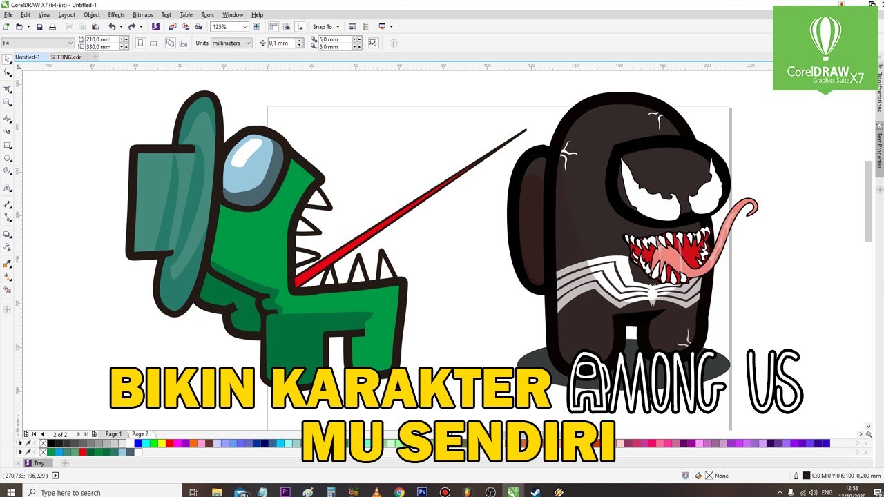 Belajar Menggambar Simple Karakter di Corel Draw X7 [AMONG US CHARACTHER]