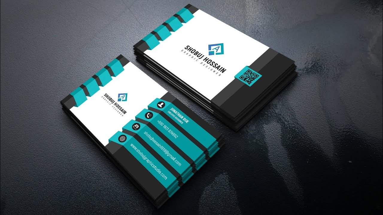 Cara membuat tutorial photoshop desain kartu nama 3d