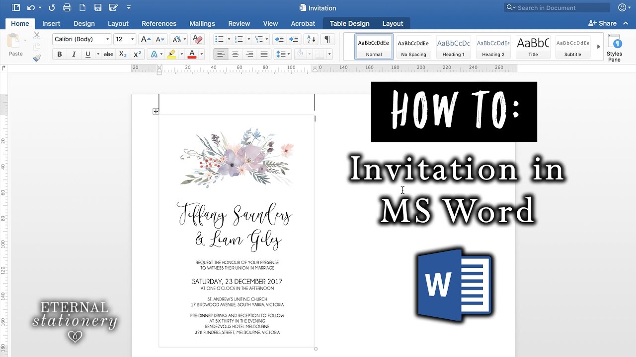 Cara membuat undangan di Microsoft Word | Undangan Pernikahan DIY | Kantor MS Word