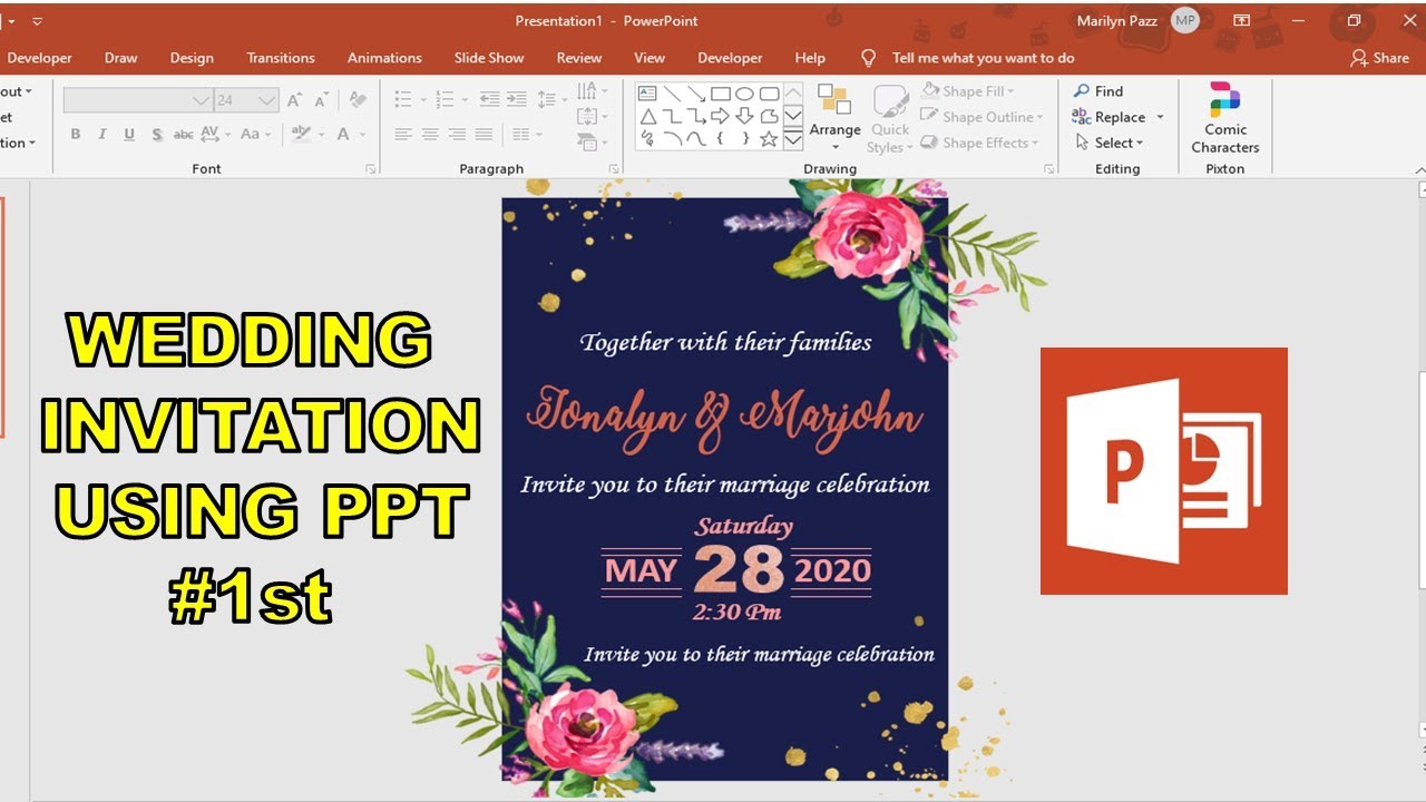 Desain Kartu Undangan Pernikahan di PowerPoint || Tutorial PowerPoint