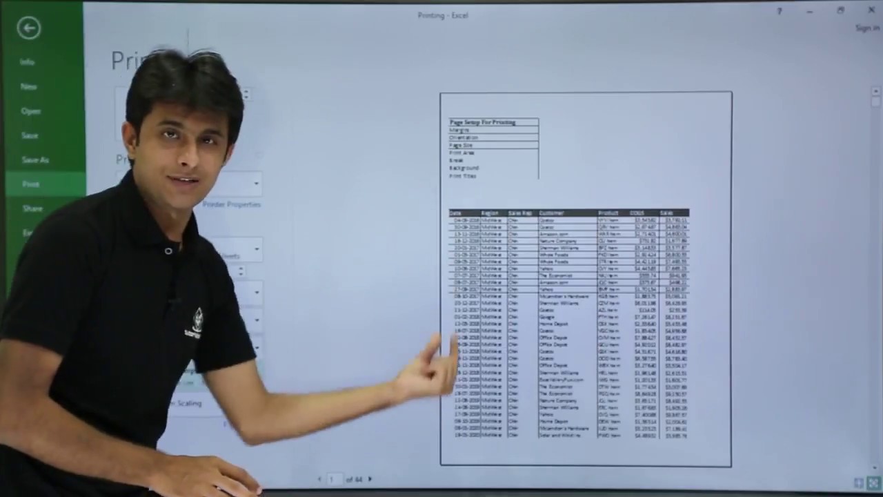 MS Excel – Penyiapan Halaman Cetak & Tip Data Cetak