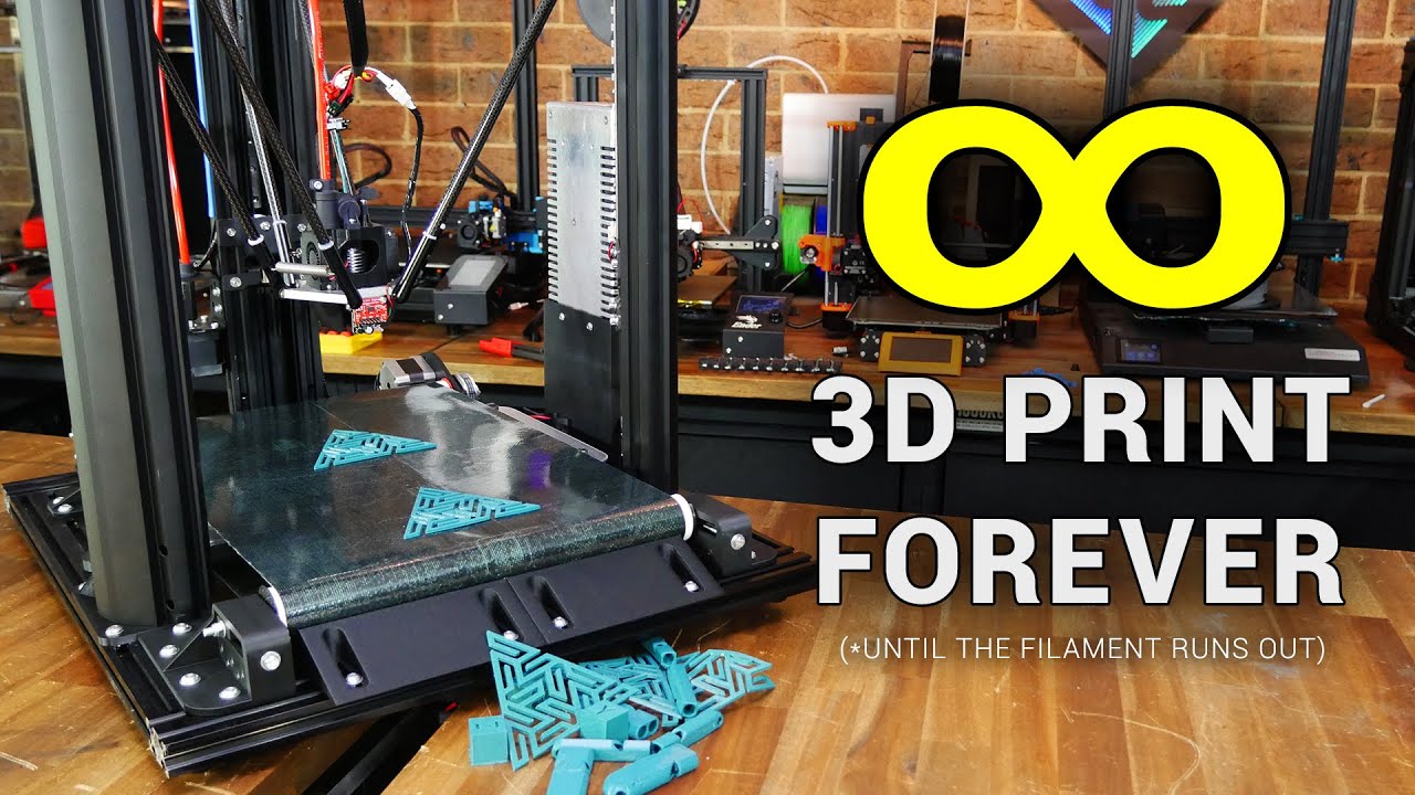 Pencetakan 3D tanpa akhir – tempat tidur delta ban berjalan DIY