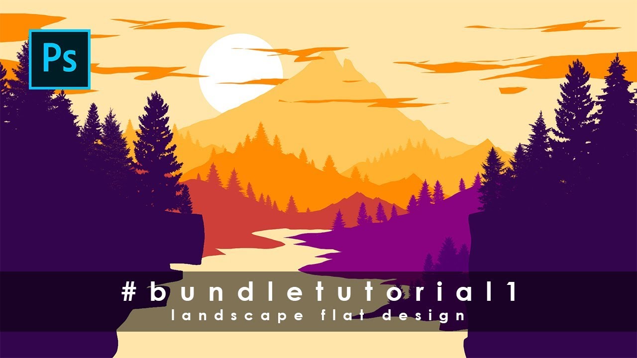 Cara Desain Landscape Flat Design 1 #BundleTutorial1 – Tutorial Photoshop Indonesia