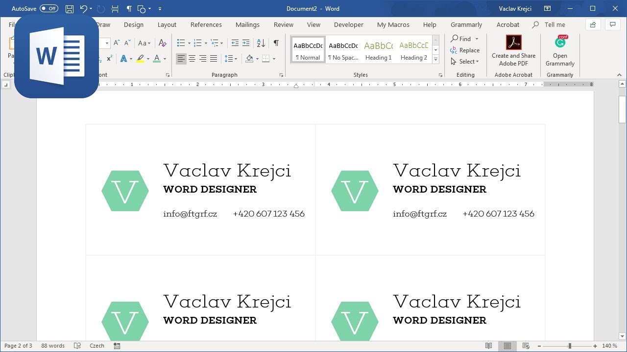 Cara membuat kartu nama di Microsoft Word – Bagian 1 (Tutorial)