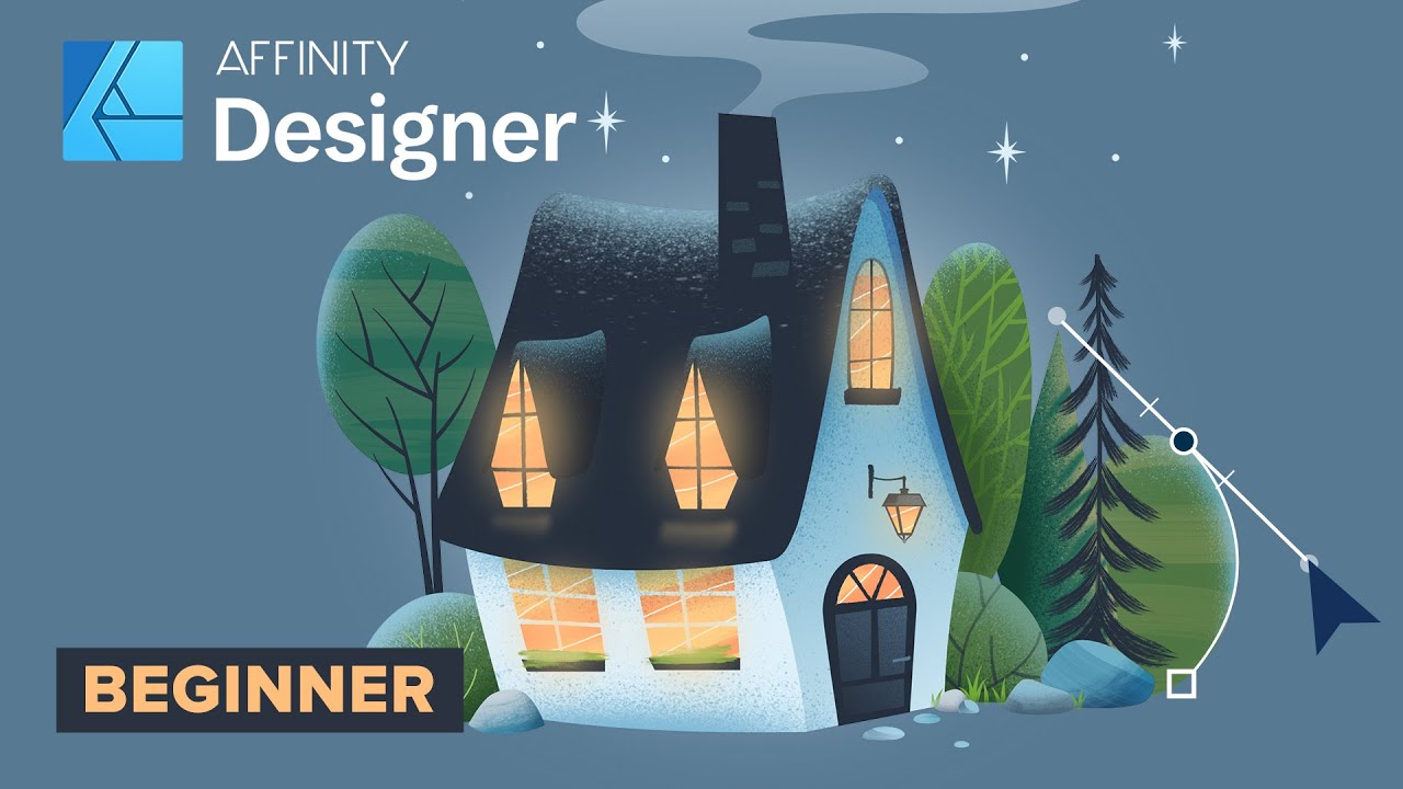 Ilustrasi Cottage yang Nyaman dalam tutorial menggambar digital Affinity Designer