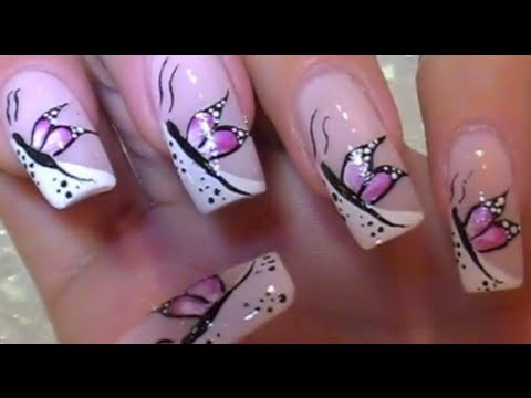 Tutorial Desain NailArt " Kupu-Kupu Merah Muda "