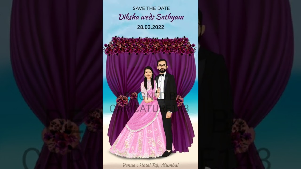 Caricature Wedding Invitation| Cartoon Wedding Invitation | Save the Date