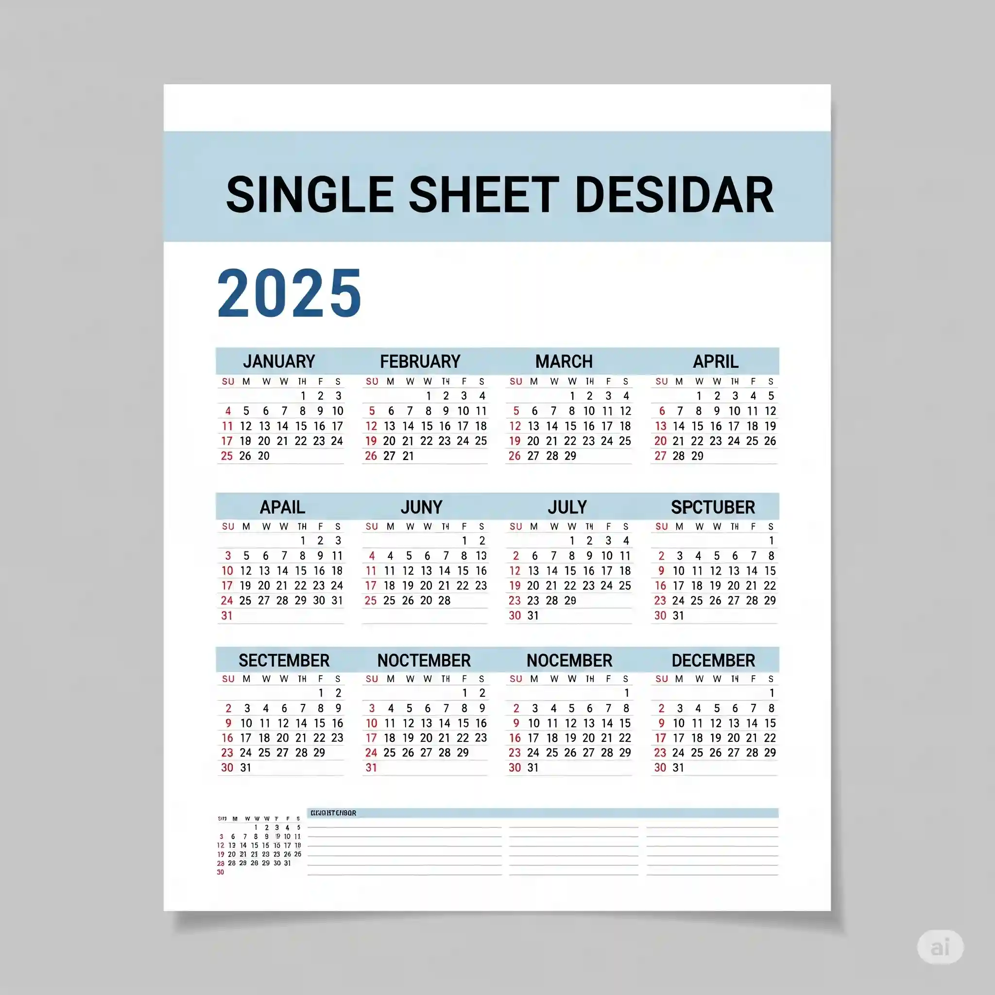 Cetak Kalender 1 Lembar untuk Promosi Bisnis Anda